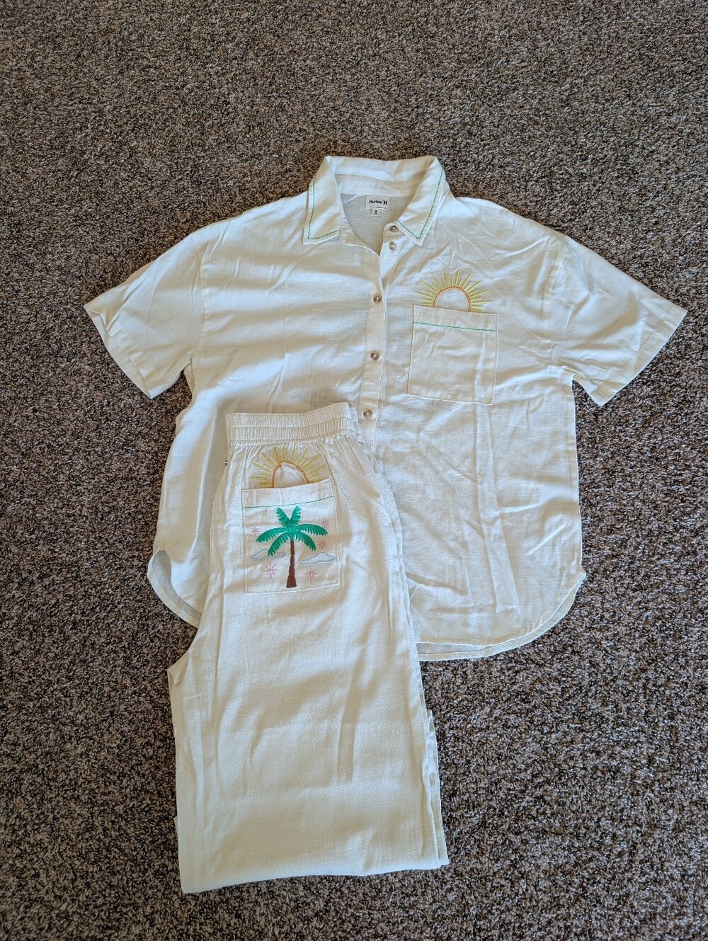 NWT Hurley Summer Vacation Matching Set | Off-White Palm Tree | Small